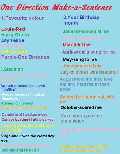  One Direction Make-a-Sentence