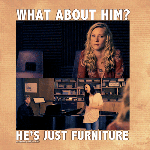  "What about him?" "He's just furniture..."