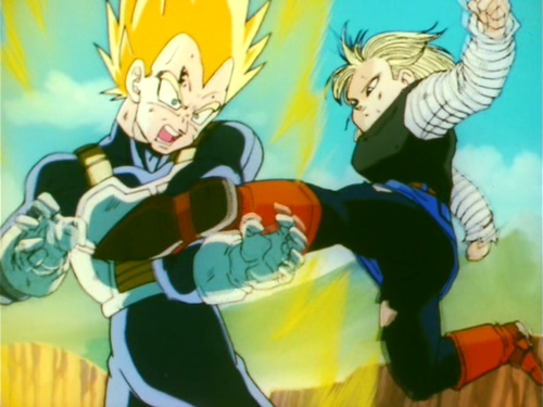  Android 18 whipping Vegeta's नितंब, गधा