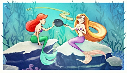  Walt ディズニー ファン Art - Princess Ariel & Princess Rapunzel