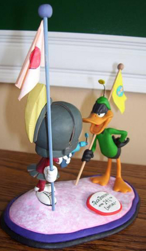  Marvin Martian & Daffy itik Sculpture