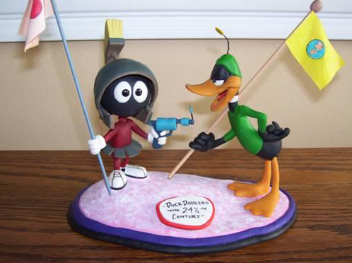  Marvin Martian & Daffy pato Sculpture