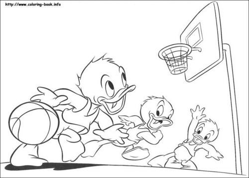 Walt डिज़्नी Coloring Pages - Huey Duck, Dewey बत्तख, बतख and Louie बत्तख, बतख