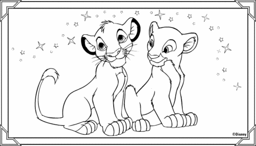 Walt Disney Coloring Pages - Simba & Nala