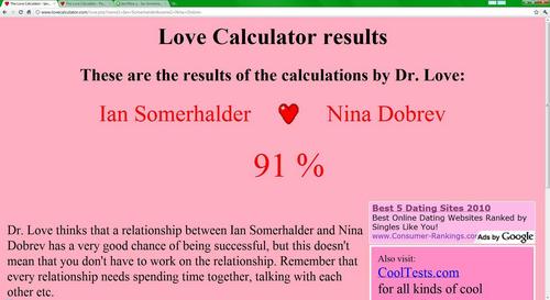  Even the प्यार Calculator thinks so:D