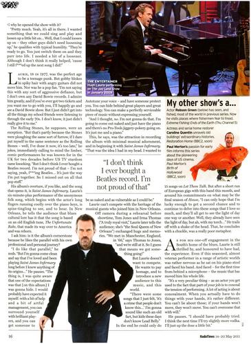  Hugh Laurie - House 音楽 Interview - Radio Times magazine, 14th May 2011-(scans)