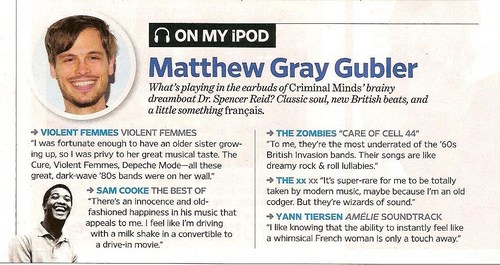  Matthew Gray Gubler in “Entertainment Weekly”