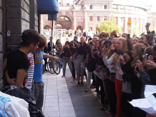 One Direction and fans in Sweden