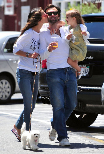 Alessandra Ambrosio, husband Jamie Mazur, and their daughter Anja at the Brentwood Country Mart 