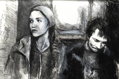  Lisa Hannigan and Damien rijst from a Reference foto (Black and White)