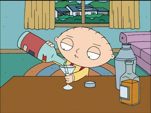 Stewie drinking Brians alcohol stash