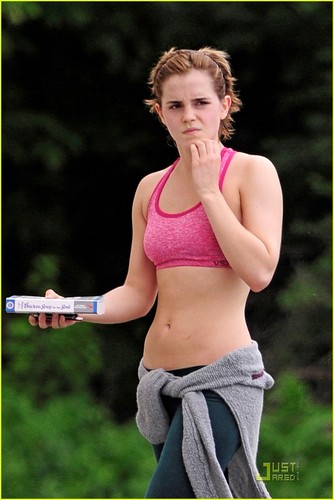 Emma Watson Bares Midriff in Sports Bra