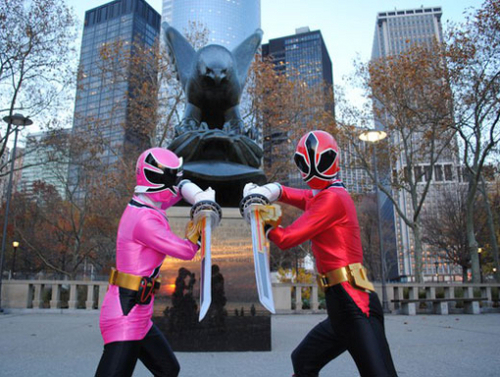 red and pink rangers in new york city 1-12