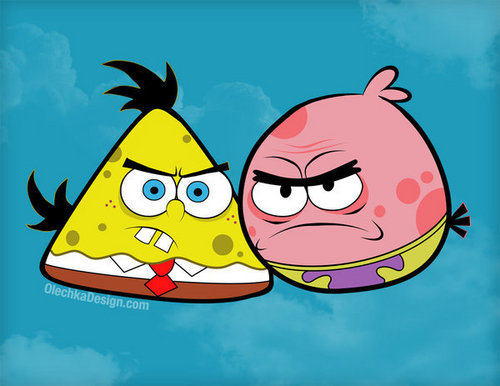  Angry Birds Meet's SpongeBob & Patrick
