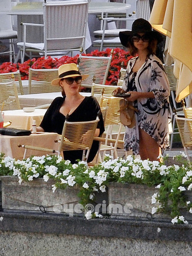 Christina Hendricks relaxing by the Hotel Pool in Lake Como, Italy.