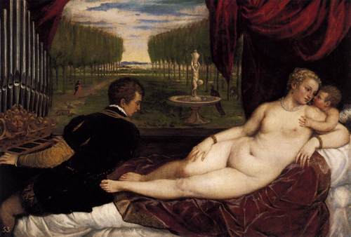  Venus with Organist and Cupid द्वारा Titian