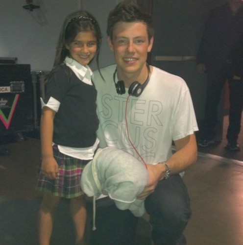  Cory backstage with mini Rachel @ Glee live