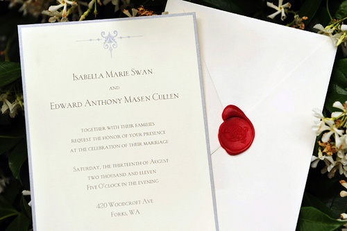  Edward and Bella's wedding invitation card