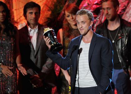  Tom felton winning MTV awards best villan