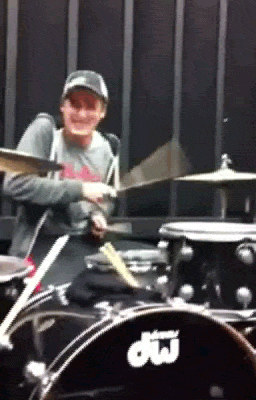  Kendall playing drums