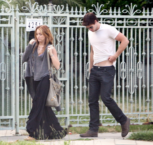  Miley - Outside Liam Hemsworth's House in Beverly Hills (9th June 2011)