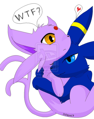  umbreon hugging freaked out espeon