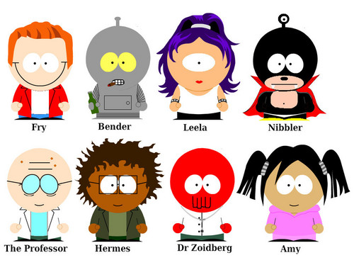  Futurama gang(South Park version characters)
