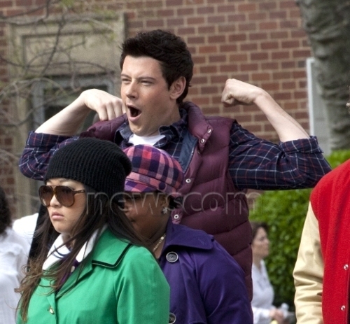 Cory Monteith On the Set of "New York"