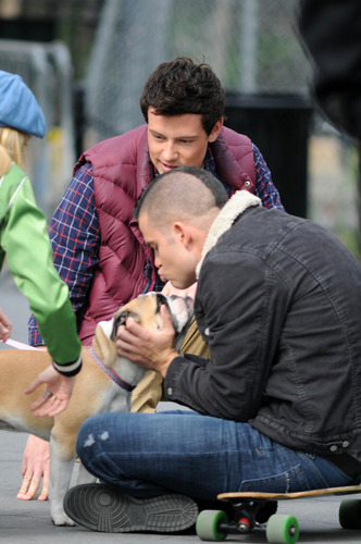 Cory Monteith On the Set of "New York"