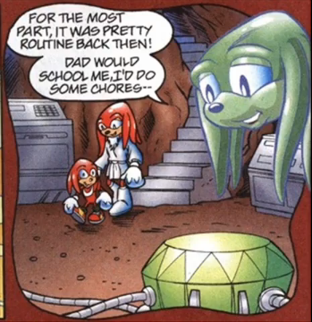 Knuckles in the afterlife watching himself grow up