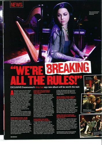 Evanescence in Kerrang! this month