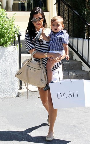 Kourtney Kardashian out at the Dash store with Mason (June 23).