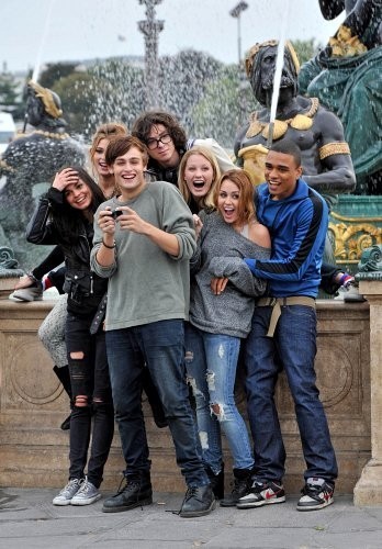 Miley Cyrus And The Cast Of 'LOL: Laughing Out Loud' Filming in Paris. 