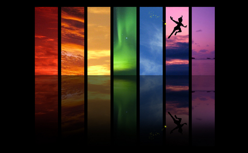 Rainbow Skies and Peter Pan wallpaper
