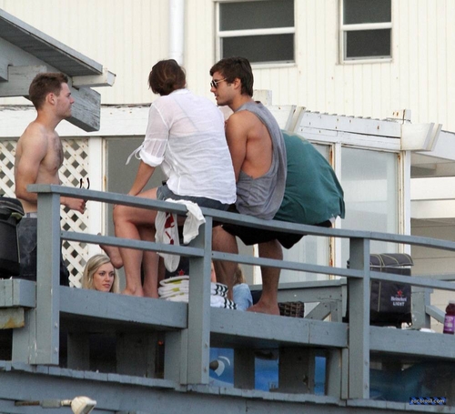  Zac Efron: Shirtless Piggyback Ride for Ashley Tisdale