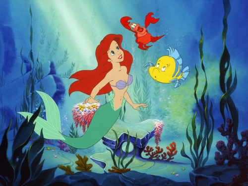  Walt disney Production Cels - Princess Ariel, Sebastian & linguado, solha