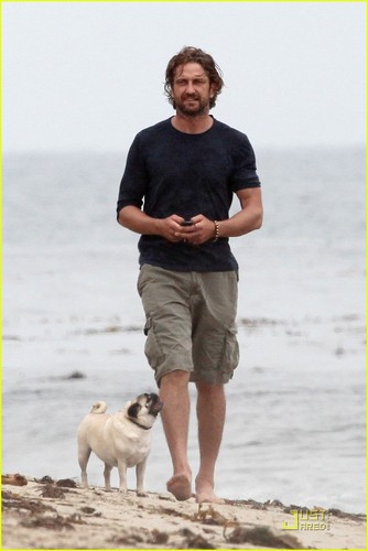 Gerard Butler Strolls the Beach with Lolita!