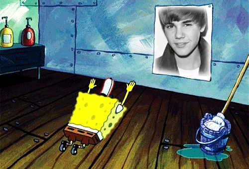  HaHa... even SpongeBob worships To Justin Bieber ... ♥