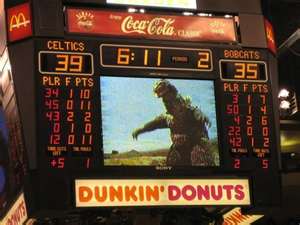  Holy... Godzilla is on the scoreboard!