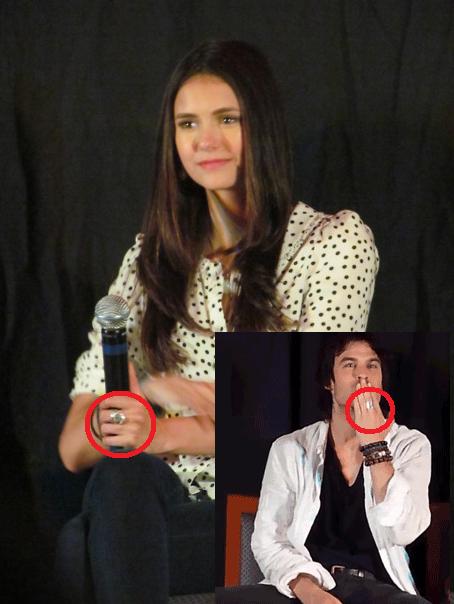 Ian/Nina wearing similar rings on the same finger of the same hand ! ♥