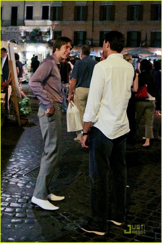  James and Oliver Phelps at Dal Bolognese in Rome, Italy on Friday night (July 1)