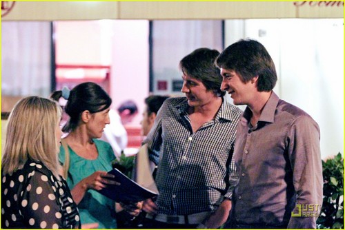  James and Oliver Phelps at Dal Bolognese in Rome, Italy on Friday night (July 1)