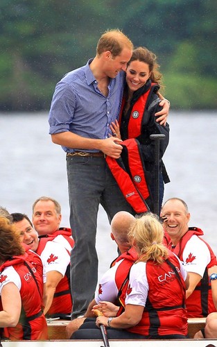 Prince William and Kate Middleton competing in a dragon boat race (July 4).