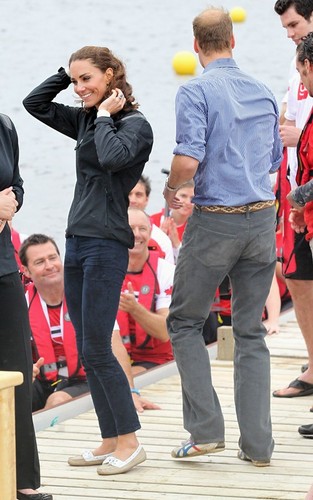  Prince William and Kate Middleton competing in a dragon bangka race (July 4).