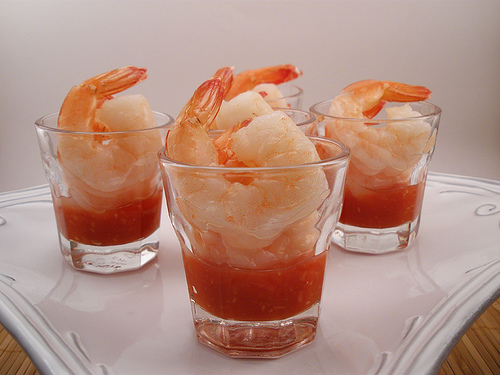  shrimp, kamba cocktail shots