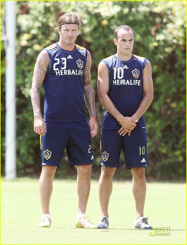  David Beckham: sepakbola Practice with Landon Donovan