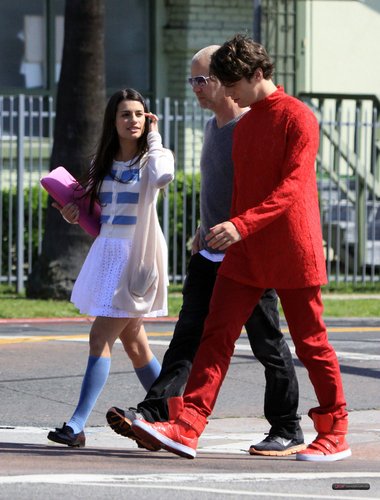 On the "Glee" set - April 13, 2010