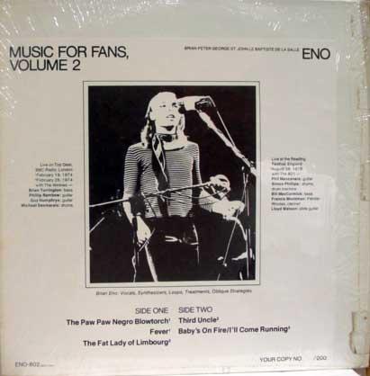  Brian Eno - 音楽 for ファン (bootleg)