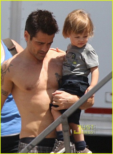 Colin Farrell: Shirtless with Son for 'Total Recall'