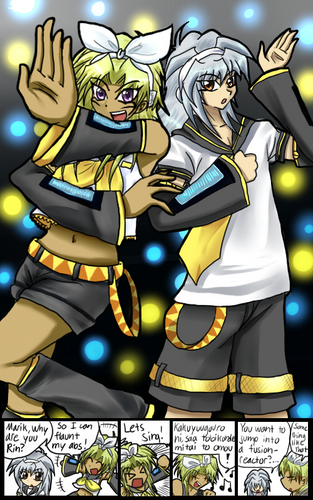  Marik and Bakura as Rin and Len